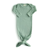 Ribbed Knotted Baby Gown + Beanie Set