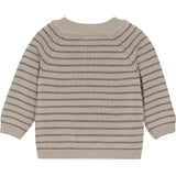 Merino Wool Cardigan Knit Stripe - Light Taupe