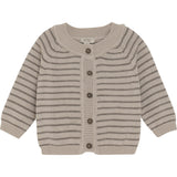 Merino Wool Cardigan Knit Stripe - Light Taupe
