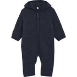 Pram Suit Wool Fleece w. Hood - Navy