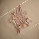 Ribbed Knotted Baby Gown + Beanie Set